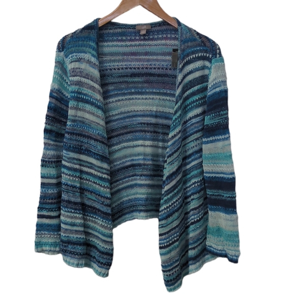 J. Jill Sweaters - J. Jill open cardigan size large asymmetrical shades of blue